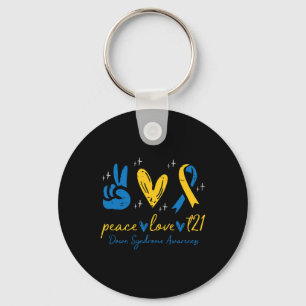 Love Trisomy 21 Down Syndrome Awareness Women Men  Keychain