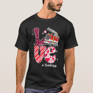 LOVE Trucker Life Messy Bun Women Valentine's Day T-Shirt