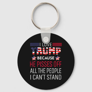 Love Trump Because He Pisses Off The People I Can' Keychain