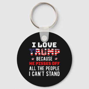 Love Trump Because He Pisses Off The People I Can' Keychain