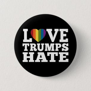 Love Trumps Hate Rainbow Heart - can edit black 2 Inch Round Button