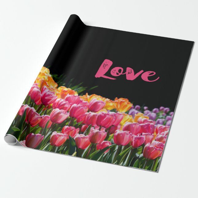 Love Tulip Garden Wrapping Paper (Unrolled)