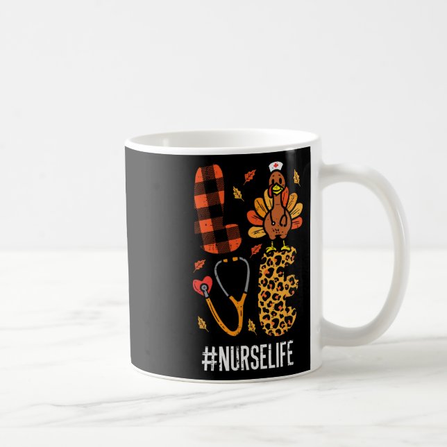 Love Turkey Stethoscope Nurse Thanksgiving Fall Sc Coffee Mug (Right)