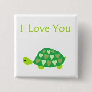 Love Turtle 2 Inch Square Button