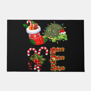 love turtle christmas lights led  santa hat christ doormat