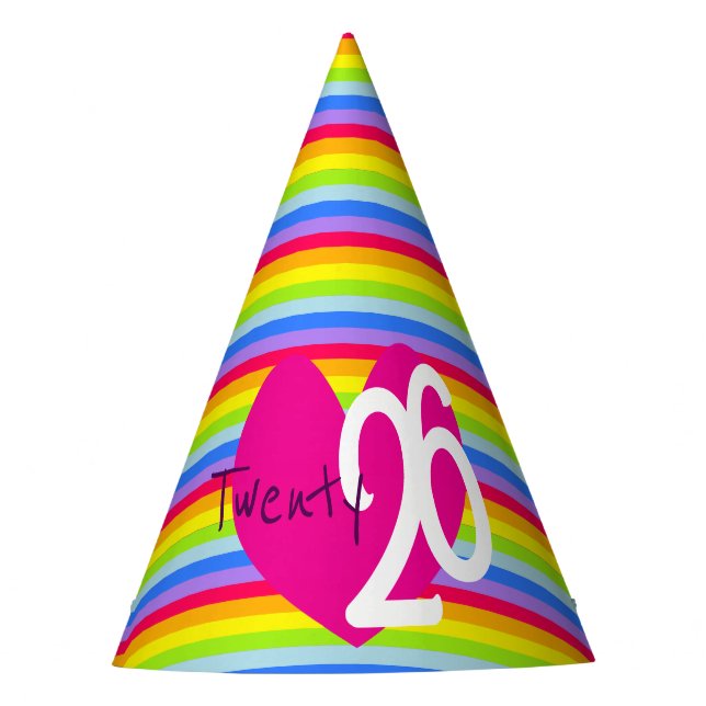 love twenty 25 rainbow stripe party hat (Front)