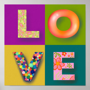 LOVE Type Colour Texture Play Simple Poster