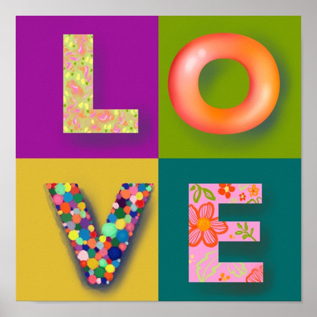 LOVE Type Colour Texture Play Simple Poster (Front)