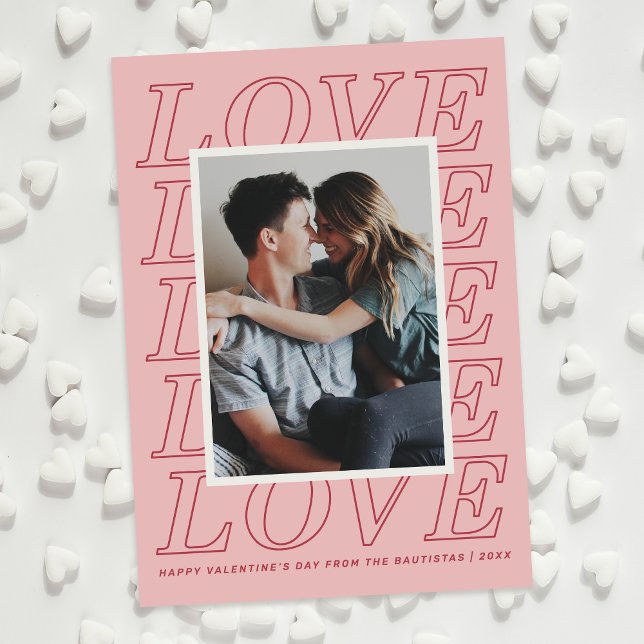 Love Typographie Carte Saint Valentin - Rose (Créateur téléchargé)