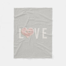 LOVE Typographie & Coeur rose | Couverture polaire