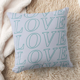 Love Typographie Saint Valentin Coussin - Bleu