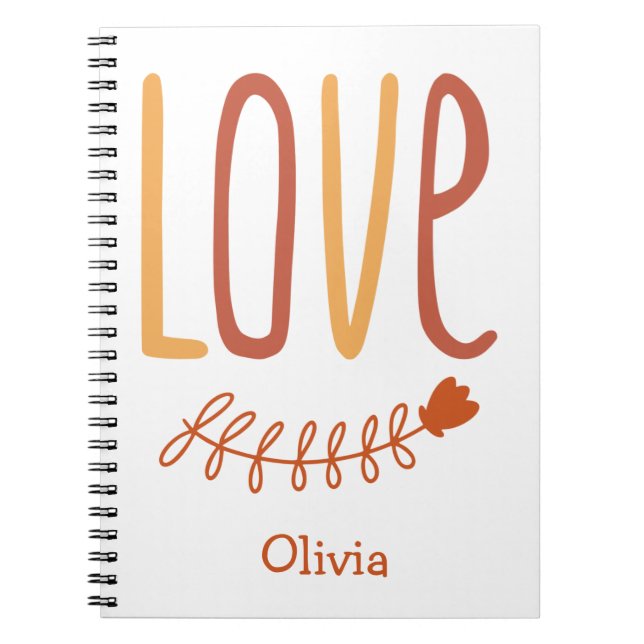 Love Typography Boho Design Colours Name Modern Notebook (Front)