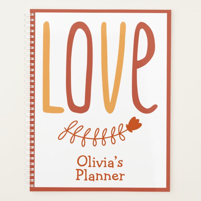 Love Typography Boho Design Colours Name Modern Planner (Front)