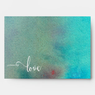 Love Typography, Colourful Abstract Watercolor Was Envelope