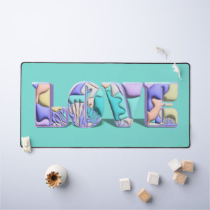 LOVE Typography Colourful Modern 3D Abstract Art Desk Mat
