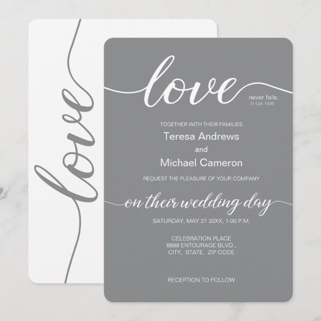 Love typography Elegant wedding script Invitation (Front/Back)