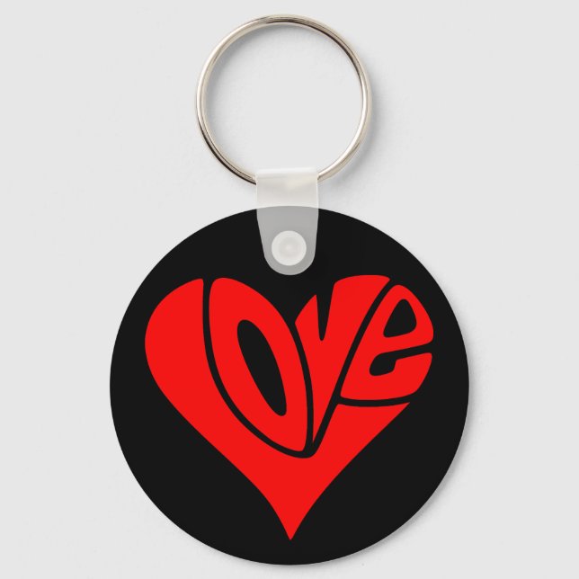 Love Typography in Heart Shape Keychain (Front)