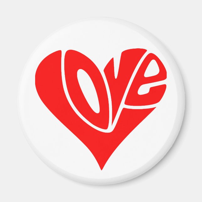 Love Typography in Heart Shape Magnet (Front)