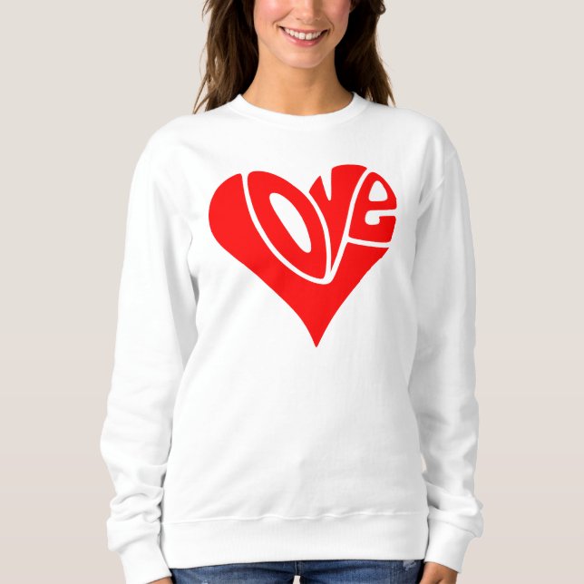 Love Typography in Heart Shape Sweatshirt (Front)