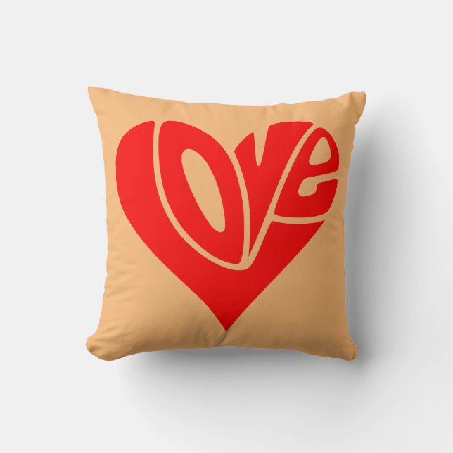 Love Typography in Heart Shape Throw Pillow (Front)