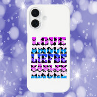Love Typography Languages Hearts Pink Purple Blue