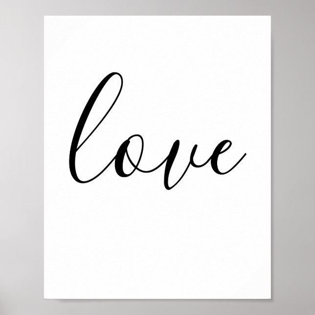Love Typography Minimalist Black And White Poster (Front)