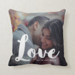 Love Typography Photo and Names Pillow<br><div class="desc">Love White Typography Photo Pillow with Add Names.</div>