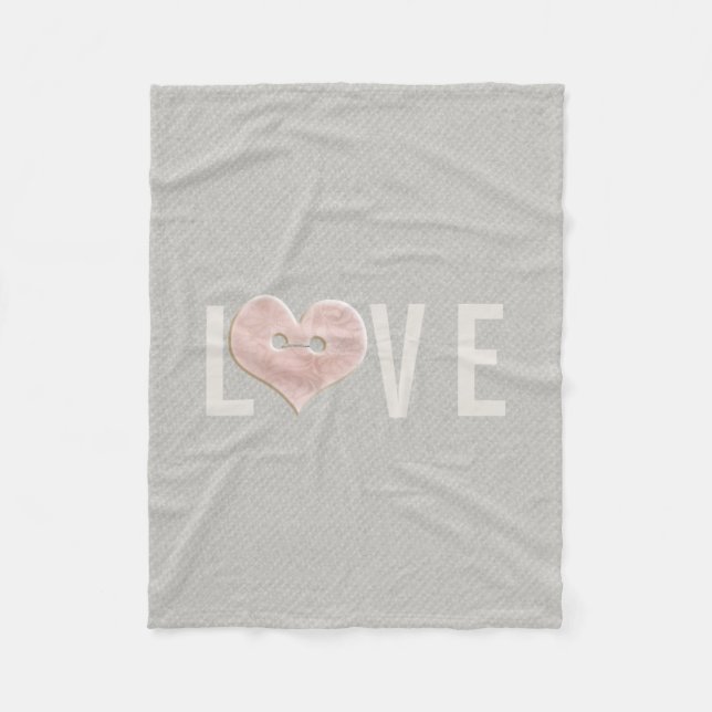 LOVE Typography & Pink Heart | Fleece Blanket (Front)