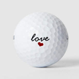 Love typography red heart golf balls