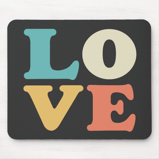 Love Typography Retro Colour Square Mouse Pad (Front)