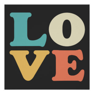 Love Typography Retro Colour Square Poster