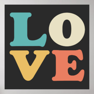 Love Typography Retro Colour Square Poster