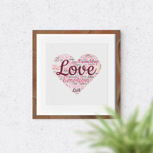 Love Typography Romantic Word Art Heart  Poster