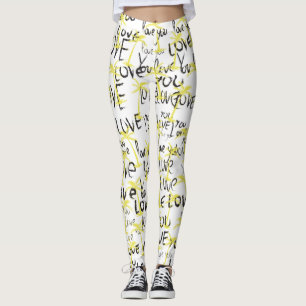 Love Typography Text Love You Palms  Leggings