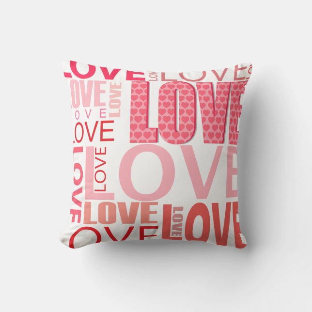 Love Typography Valentines Day Throw Pillow (Front)