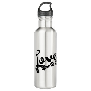 Love Typography With Dog Paw Prints 710 Ml Water Bottle