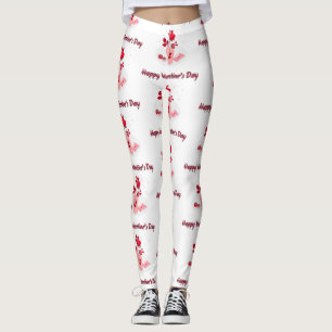 Love Typography with Hand and Rose  Leggings