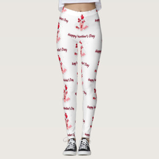 Love Typography with Hand and Rose  Leggings
