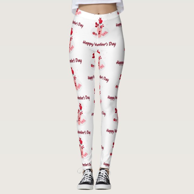Love Typography with Hand and Rose  Leggings (Front)