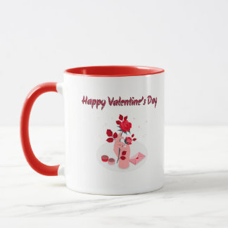 Love Typography with Hand and Rose  Mug