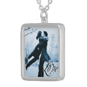 Love Typography Your Photo Template Silver Plated Necklace (Front Right)