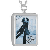 Love Typography Your Photo Template Silver Plated Necklace (Front Left)