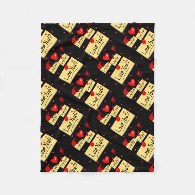 love u black zazzle new fleece blanket (Front)