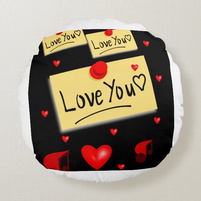 love u black zazzle new round pillow (Front)