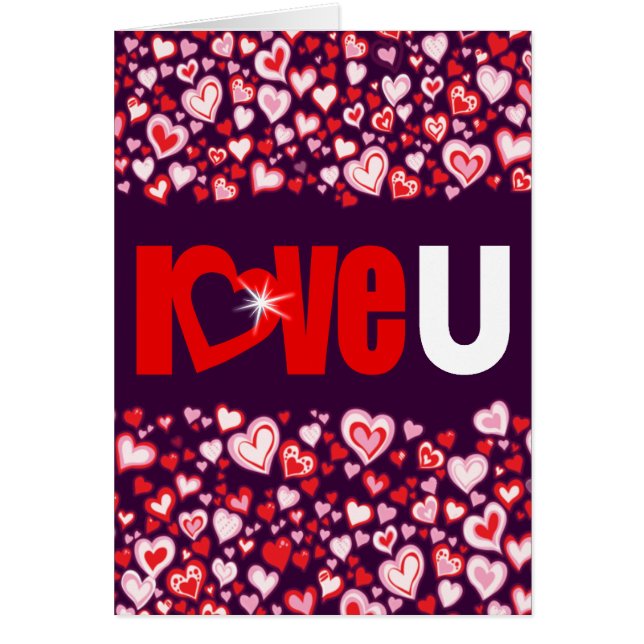 Love U coeur diamant rouge & violet partager l'amo (Devant)