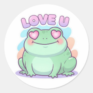 Love U Frog Sticker Cute Heart Eyes Frog Romantic 