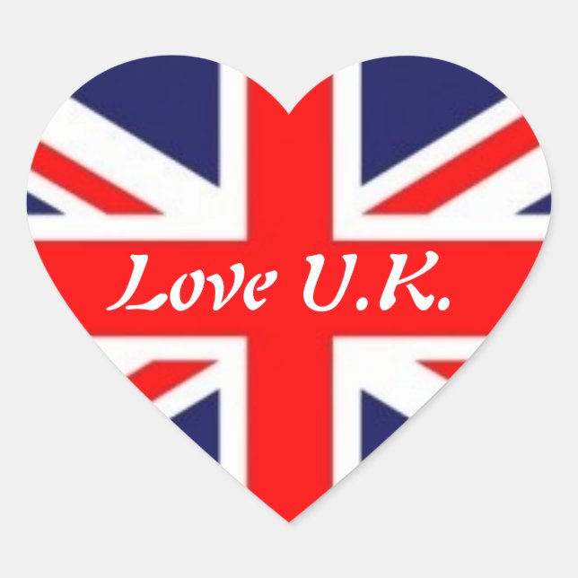 Love U.K.-Union Jack Flag Heart Sticker (Front)