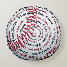 Love u Love Boston 02-Round Baseball Pillow