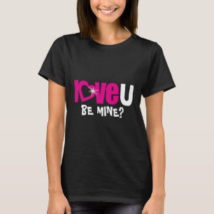 Love U name be mine sparkle pink white heart top