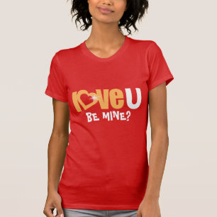 Love U nom be mine étincelant rouge or coeur haut
